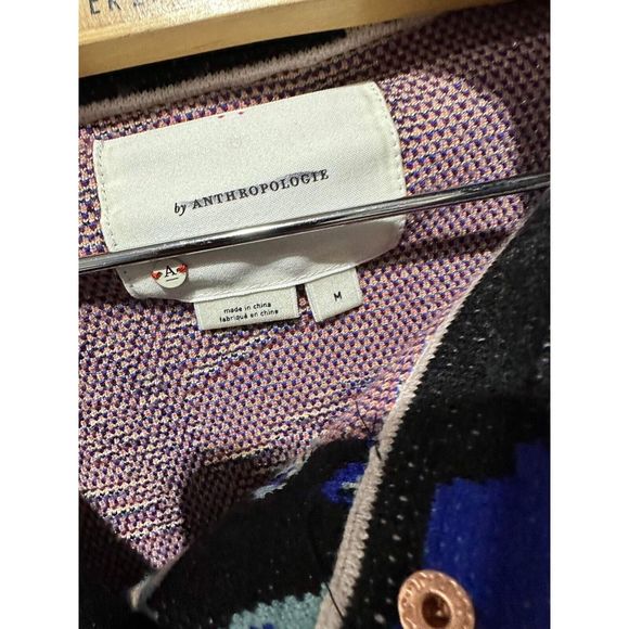 New By Anthropologie Printed Sweater Jacket size Medium - Picture 7 of 8